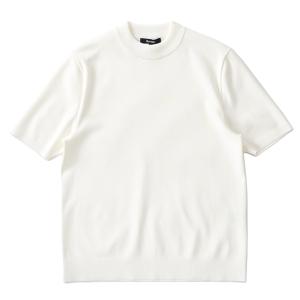 REVENIR リブニール COTTON POLYESTER KNIT MOCK NECK S/S ニット モックネック Tシャツ WHITE｜due-online