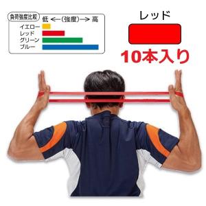 サイバー ゴムバンド  チューブ 10本入りトーンループ  （レッド） MEDIUM エクササイズ トレーニング CIBER Dメディカル 【動画参照】