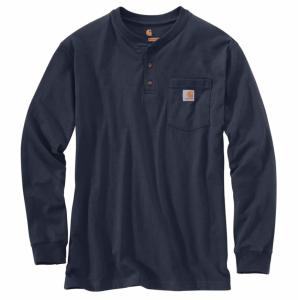 送料無料！カーハート carhartt  K128 ヘンリーネック ポケットTシャツ 長袖 ワークウェア NAVY｜dukesstore