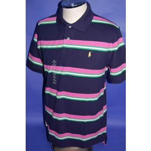 Polo RalphLauren ポロ ラルフローレン 鹿の子 ポロシャツ NAVY×PINK ボーダー　<SALE>｜dukesstore