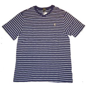 Polo RalphLauren ポロ ラルフローレン Vネック ボーダー Tシャツ NAVY ボーイズサイズ｜dukesstore