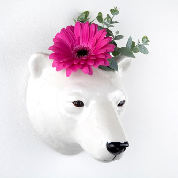 壁掛け 花瓶 白熊 白くま シロクマ Polar Bear Wall Vase プレゼント クエイル...