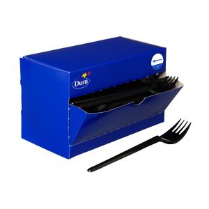 在庫限り　ディスペンサーボックス付き　プラスチック　フォーク　ブラック　180mm　150本入り　