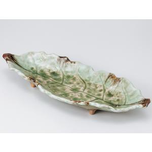 皿 大皿 長皿13号 41cm 木の葉皿 砂ビードロ おしゃれ 和食器 業務用