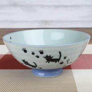 茶碗 ブルー 黒猫/ 足跡ネコ 毛料 /業務用 家庭用 Rice bowl｜duralex