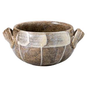 食器 スープボウル シチューポット おしゃれ/ 丸手付シチューボール 窯変十草茶 /陶器 おしゃれ ギフト プレゼント 贈り物 取っ手付き
