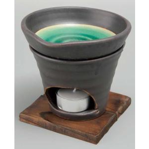 香炉 陶器/ 黒釉茶香炉（緑） /アロマ プレゼント 贈り物 箱入り｜duralex