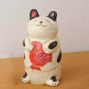 猫 置物 お香立て/ ネコ衝立て 香皿 /陶器 アロマ プレゼント 贈り物