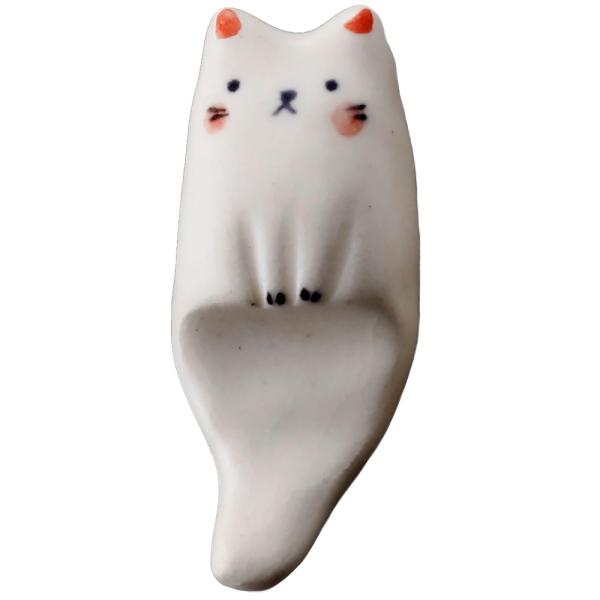 箸置き ネコ 食卓 ネコ食器 / ぶらさがり猫箸置（白） /ゆる猫 贈り物 ギフト 猫好き ネコグッ...