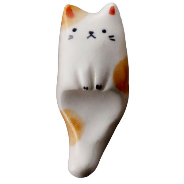 箸置き ネコ 食卓 ネコ食器 / ぶらさがり猫箸置（ぶち） /ゆる猫 贈り物 ギフト 猫好き ネコグ...
