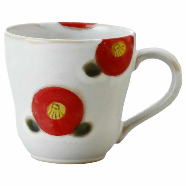 マグカップ 土物 つばき/ 赤椿マグ /家庭用 プレゼント お花好きさんへ
