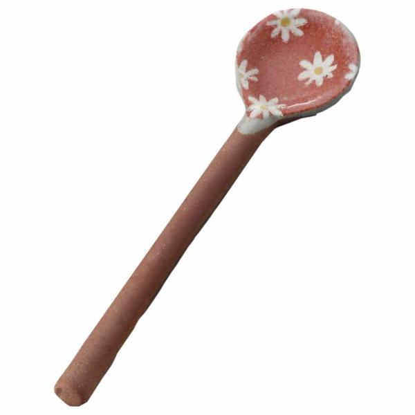 陶器 ティースプーン デザートスプーン/ 小花陶スプーン・赤 /自分用 贈り物 プレゼント 敬老の日...
