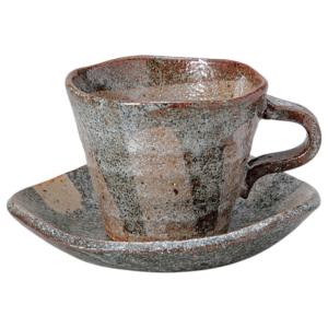 食器 珈琲碗皿 コーヒーカップ ソーサー/ 黒砂丘土物コーヒーカップ＆ソーサー