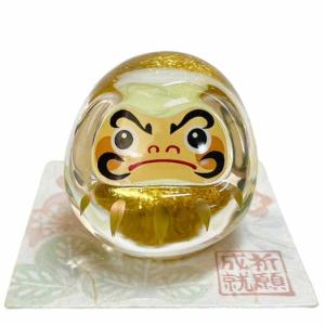 親子だるま 金 硝子盆飾り E-8 ガラス 置物 置き物 おしゃれ かわいい