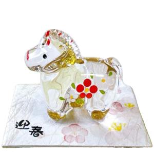 和光 WAKO 干支ガラス置物(馬,午）共箱 美品 金銀彩 クリスタルガラス 栞 和光 WAKO 干支ガラス置物(馬,午）共箱 美品 金銀彩 クリスタルガラス