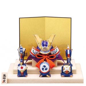 五月人形用 三品揃（軍扇 陣太鼓 陣笠）富士山水 20号 敷物セット 端午