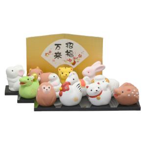 干支 置物 十二支セット/ 錦彩招福寿々十二支段飾り (土鈴・大