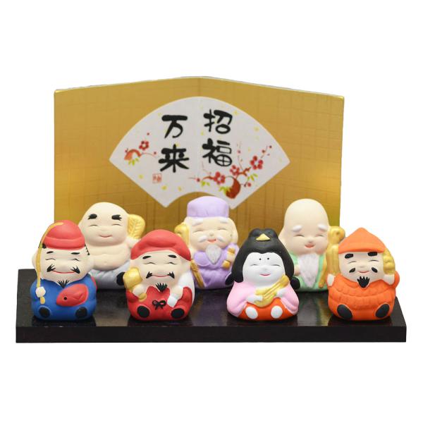 干支 置物 開運 招福 セット/ ミニ置物シリーズ 七福神揃え /毎年使える 縁起 町内会 敬老会 ...