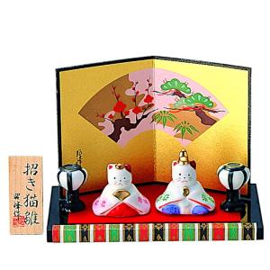 猫の招き雛人形 2体セット 陶器製 kokouki_kns-sa-230-1708