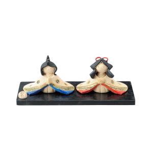 九谷焼 立雛人形 6.5号 鹿の子盛 台・敷物・屏風・木札付 7×15×25cm