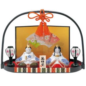 雛人形 コンパクト 陶器 小さい 可愛い ひな人形/ 染錦手籠親王飾り（大手籠付）