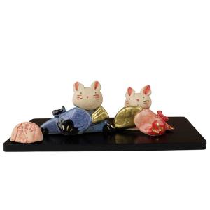 ねこ お雛様 コンパクト 日本製 福招き猫雛 陶器 国産 ねこ お雛様 コンパクト 日本製 福招き猫雛 陶器 国産