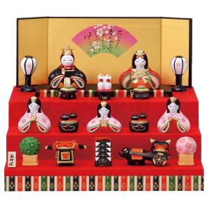 雛人形　小物 雛人形 コンパクト 陶器 小さい 可愛い ひな人形/ 染絵弥生飾り雛(収納
