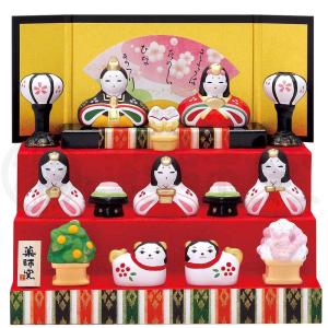 雛人形 コンパクト 陶器 小さい 可愛い ひな人形/ 花木箱 雛段飾り