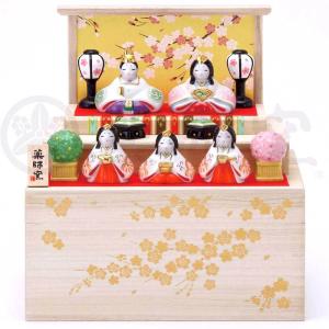 雛人形 コンパクト 陶器 小さい 可愛い ひな人形/ 染絵弥生飾り雛(収納