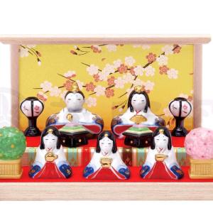 雛人形 コンパクト 陶器 小さい 可愛い ひな人形/ 錦彩花かざり雛(七