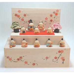 雛人形 コンパクト 陶器 小さい 可愛い ひな人形/ 花木箱