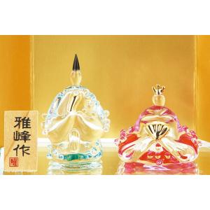 雛人形 コンパクト ガラス 小さい 可愛い ひな人形/ ビードロ色彩平安雛