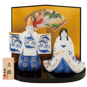 雛人形 コンパクト 陶器 小さい 可愛い ひな人形/ 染付