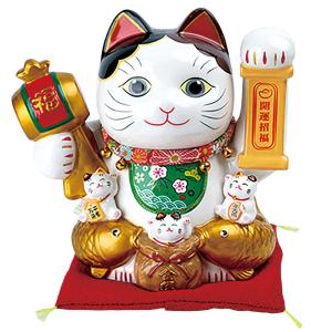開運 招福 縁起物 おもてなし 商売繁盛 家庭円満/ 着物招き猫 特大
