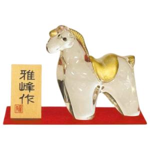 干支 午 置物 馬 うま 2026年/ あめ釉（特大）桐箱入 /粗品 販促 景品