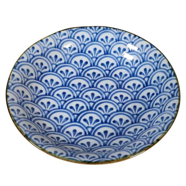 和食器 大皿/ 藍染8.0クープ麺皿（青海波） 直径20.5cm /メインディッシュ 和風パスタ 冷...