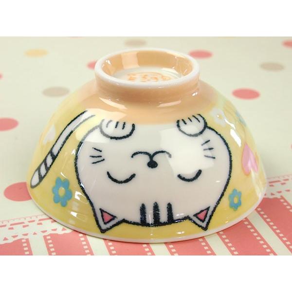 ご飯茶碗 おしゃれ/ ハートねこ 黄色孫平 /飯碗 ライスボール Rice Bowl