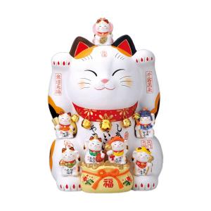 招き猫 置物 大きい 貯金箱 陶器 (彩絵招福大開運招き猫 特大 9号