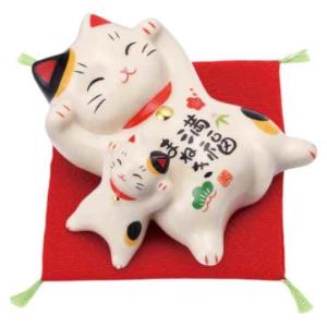 珍品親子招き猫 開運 陶器 親子招き猫 まねきねこ 縁起物 置物 303-206 : テンマヤ