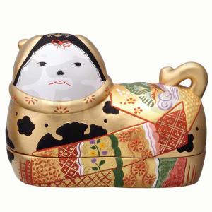 ひな祭り 置物 小物入れ 犬箱/ 須はら錦彩犬筥（大・右）（金）
