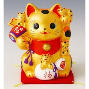 金運招き猫大（金球） MR218 お取り寄せ 陶器 置物 貯金箱 招き猫 ねこ