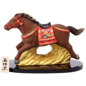 薬師窯 錦彩招福午 駿馬 大 薬師82 干支 置物 令和8年 2026年 年末