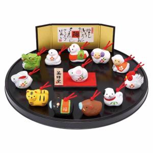 干支 置物 十二支セット/ 錦彩招福寿々十二支段飾り(土鈴・小