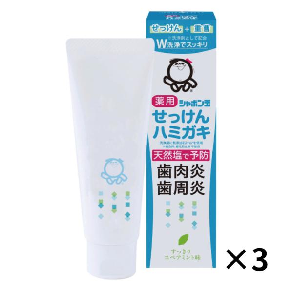 シャボン玉 薬用せっけんハミガキ 3個セット 80g シャボン玉石けん 歯周炎 歯肉炎 予防 天然塩...