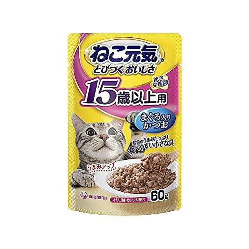 ねこ元気 総合栄養食 パウチ 15歳以上用 まぐろ入りかつお 60g×12P