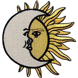 クレセント 太陽の月 刺繍入りアイロン貼り付け/縫い付けワッペン｜dw-bestselectshop