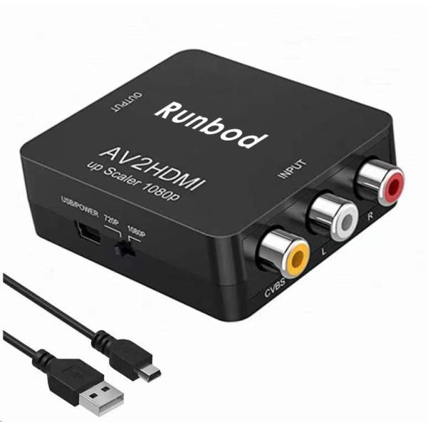 RCA to HDMI変換コンバーター Runbod AV to HDMI 変換器 アナログコンポジ...