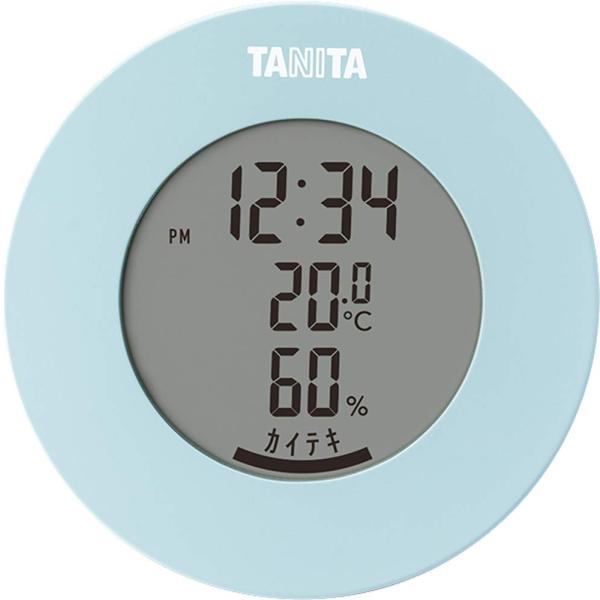 タニタ 温湿度計 時計 温度 デジタル 卓上 マグネット ライトブルー TT-585 BL 湿度