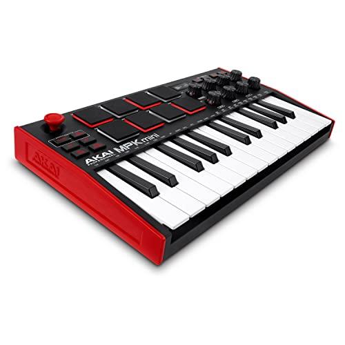 Akai Pro MIDIキーボードコントローラー ミニ25鍵USB ベロシティ対応8ドラムパッド ...