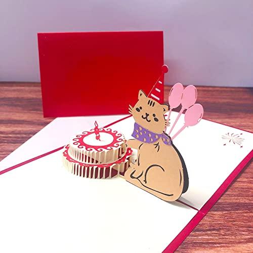 飛び出すカード グリーティングカード 誕生日 バースデーカード 猫 メッセージカード 猫 誕生日カー...